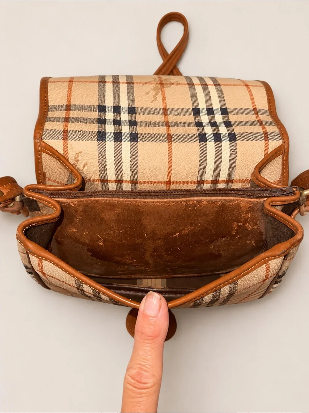 Burberry Vintage Check Tan & Brown Crossbody Bag